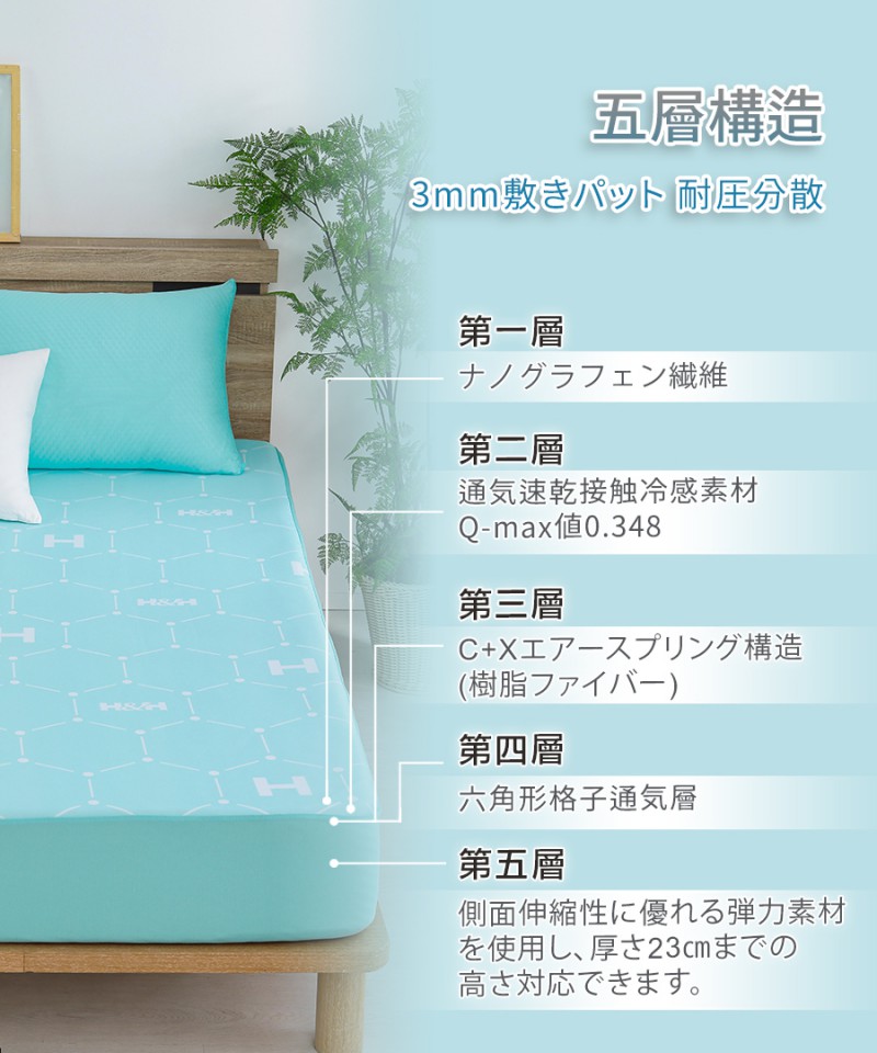 南良グループH&H|グラフェン敷きパット|接触冷感|ひんやり敷きパット|ボックスシーツ|敷きパット|冷感